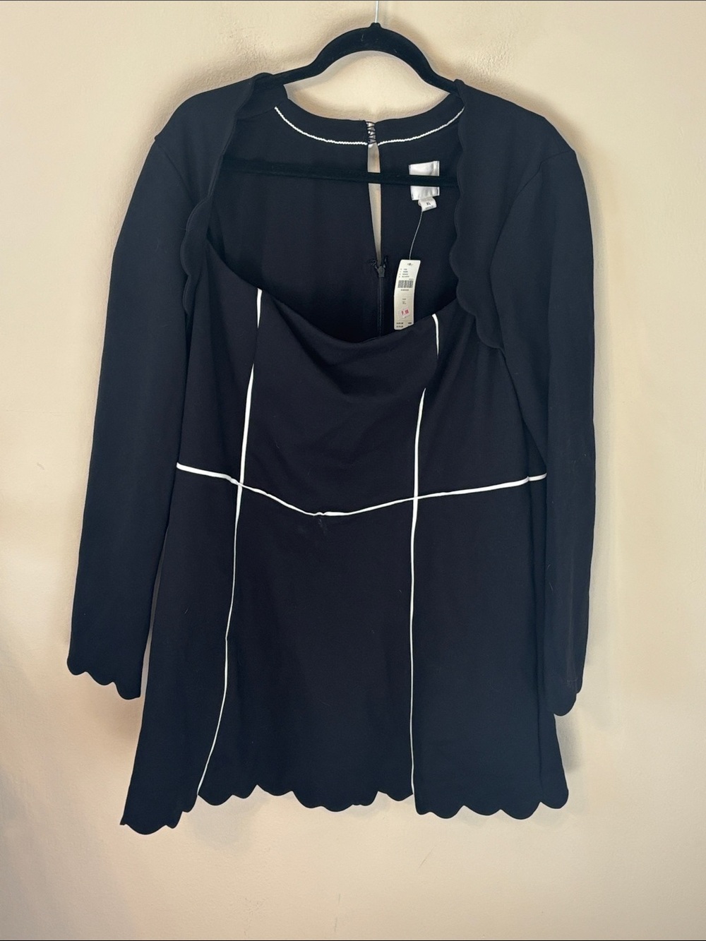 NWT Maeve Square Neck Scalloped Hem Long Sleeve Mini Dress